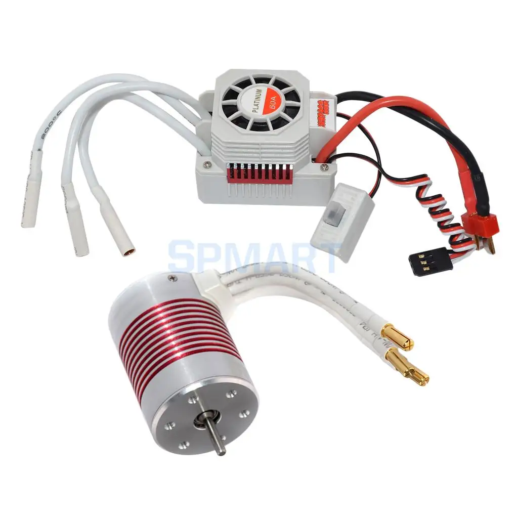 

Waterproof 3650 3900KV Brushless Motor+60A ESC Combo Set for 1/10 RC Car Truck Durable