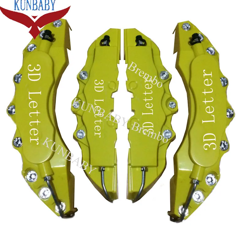 

KUNBABY 4 Pcs ABS Plastic Yellow Car Auto 3D Word Style Disc Brake Caliper Covers Front And Rear Size M+L