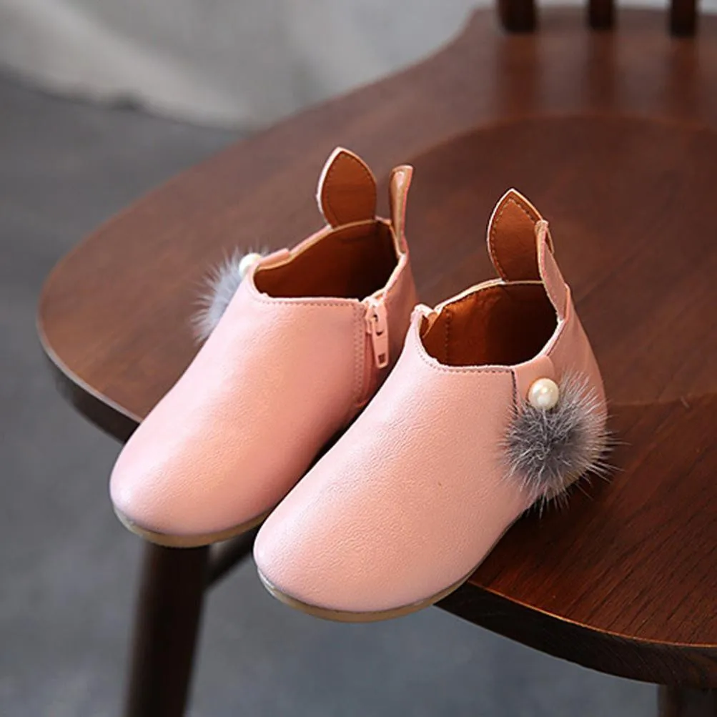 

Baby Winter Boots For Girls Girls Casual Rabbit Ears Pearl Hair Ball Boots Botas Para Bebe Nina