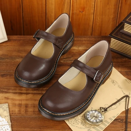Новые винтажные студенческие туфли в японском стиле Косплей туфли Лолиты для женщин/девочек форменная обувь на платформе 35-40 - Цвет: Dark Brown