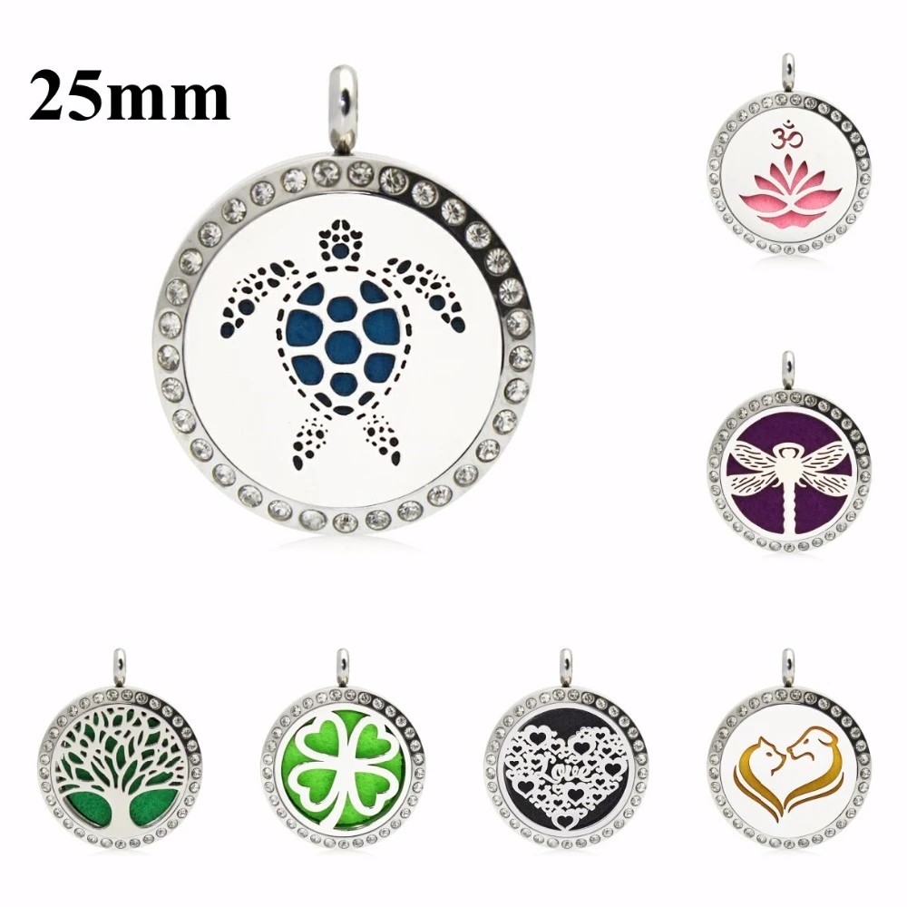 

Turtle 25mm Magnet/Twist bling Aromatherapy Locket 316L Stainless Steel Essential Oil Diffuser locket pendant(free 10pads)