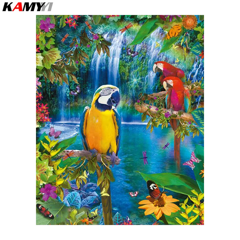 Full Square Diamond Embroidery 5D diy Diamond Painting Cross Stitch Mosaic Waterfall Parrot Home Decor Art