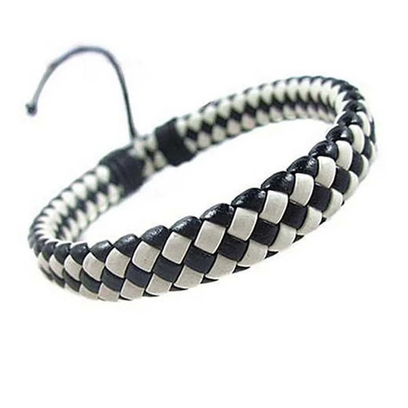 Fashion Mens Womens Braided Faux Leather Bracelet Wristband Unisex Gifts