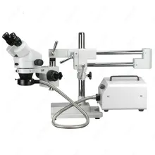 Dual-Arm Boom Stand Fiber Optic Microscope–AmScope Supplies 3.5X-90X Fiber Optic Ring Light Zoom Stereo on Dual-Arm Boom Stand