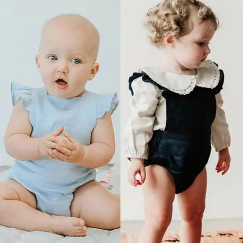 

2019 Newborn Infant Baby Girl Romper Solid Ruffle Sleeveless Romper Jumpsuit Outfits Clothes Sunsuit
