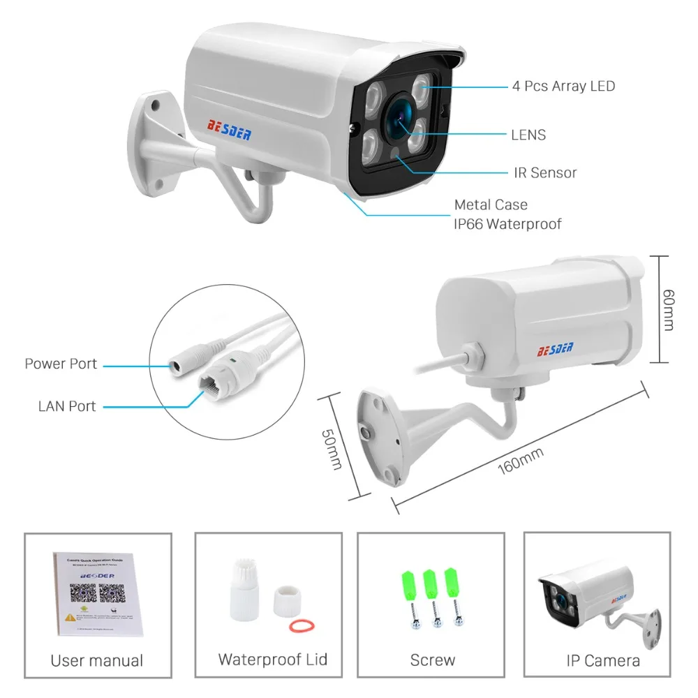 BESDER 1080 P 960 P 720 P наружная ip-камера PoE широкий угол 2,8 мм металлический корпус ONVIF RTSP безопасности Водонепроницаемая ip-камера CCTV приложение XMEye