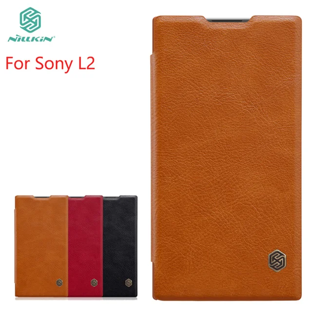 Best Offers For Sony Xperia L2 Case NILLKIN Hight Quality Leather Case For Sony Xperia L2 Luxury Flip Leather Cover For Sony Xperia L2