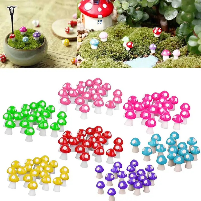 

20pcs DIY Flower Pot Decor Set Cute Mushroom Decorations Miniature Doll House Bonsai Fairy Garden Landscape Decors MDD