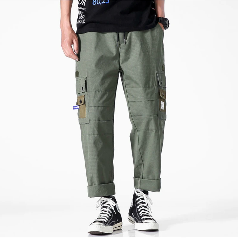 Streetwear Pants Men Hip Hop Joggers Harem Pants Safari Style Pockets Summer Loose Cotton Trousers Man Leisure Home Comfortable