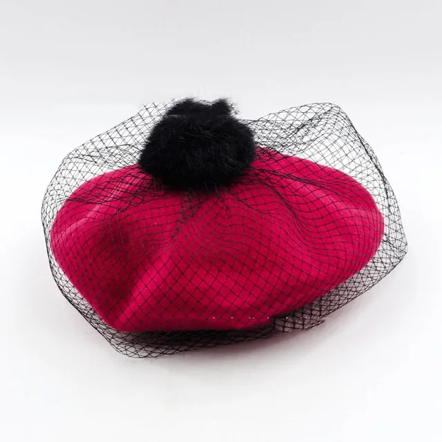 2018 new autumn and winter Korean ladies rabbit hair ball mesh veil