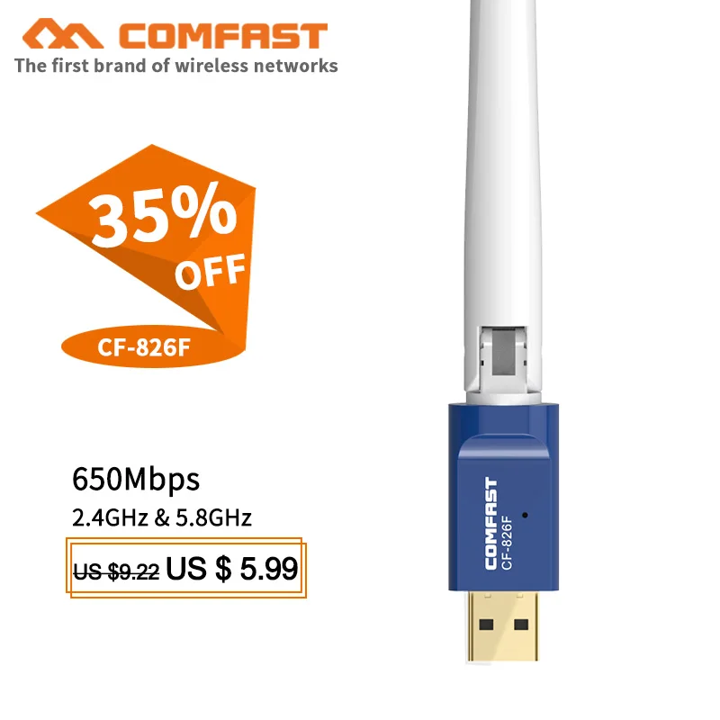 Comfast CF-826F 6dbi Antenna USB WiFi Adapter Wireless Network Card 802.11b//n WiFi Antenna Transmitter PC WI-FI LAN Receiver