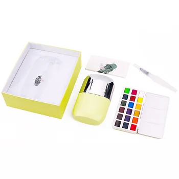 

Solid Watercolor Pigment Set Portable Hand Painted Watercolor painting 18 Colors Solid Pigment Tool Set Artistic Supplies