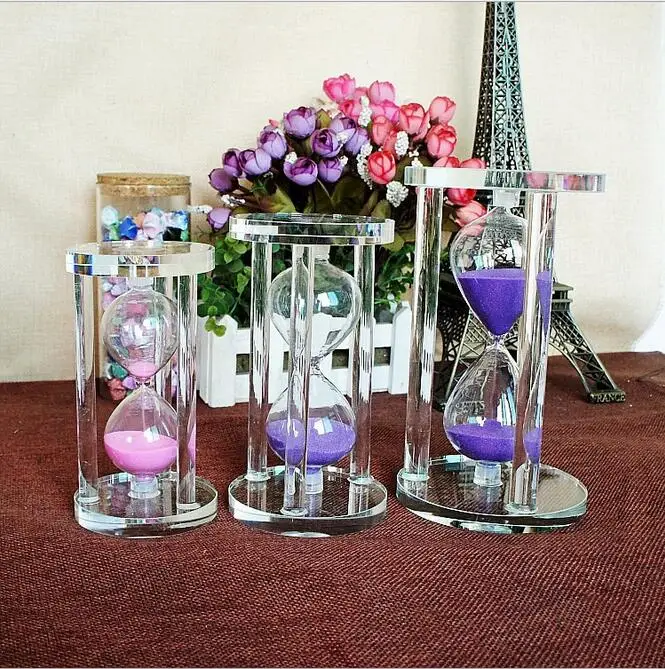

Creative Glass Sand Clock Timer Crafts Ornament Colored Crystal Hourglass Home Decoration Valentine's Day Gift