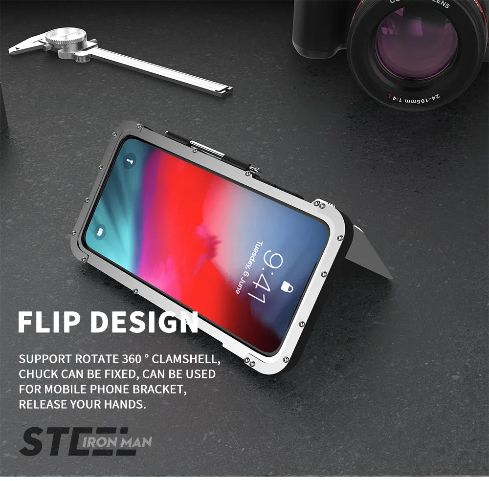 Homem de Ferro para Iphone Móvel para Iphone R-just Original Armadura Inoxidável xs Flip Telefone Case Metal Max xr x Rei Aço 2 R-JUST original armadura rei aço inoxidável homem