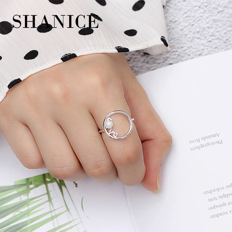 

SHANICE 100% 925 Sterling Silver open Ring Love Shape With Cubic Zirconia Fine Accessories open Rings For Women Wedding Jewelry