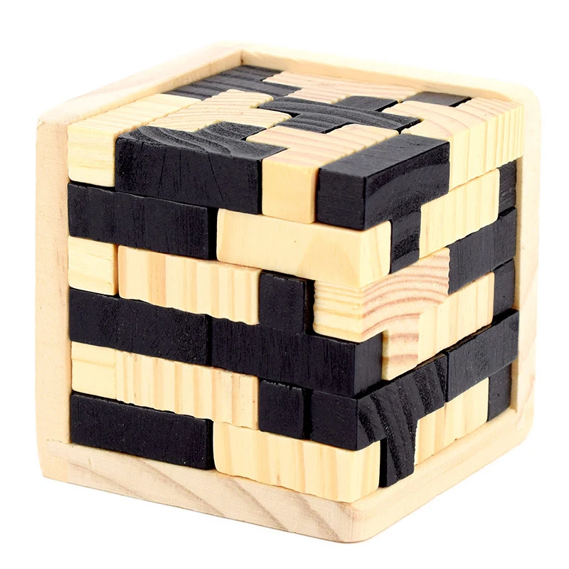 Деревянная, развивающая игра Tetris 3D детская головоломка из дерева головоломка магический тетрис куб 54 шт. игрушка для детей кубики для обучения