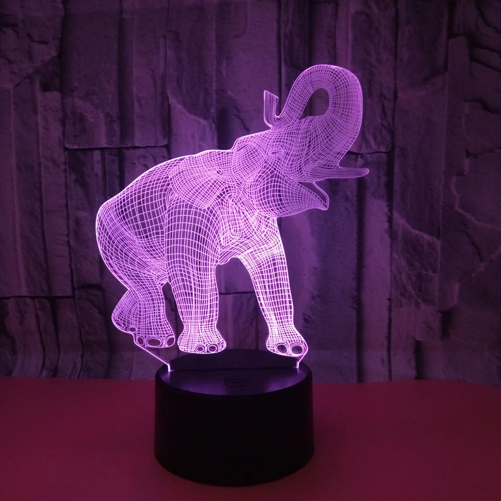 

Elephant 7 Color Changing Lamp 3D Animal Visual Led Night Lights for Kids Touch USB Table Luminaria Baby Sleeping Night Light