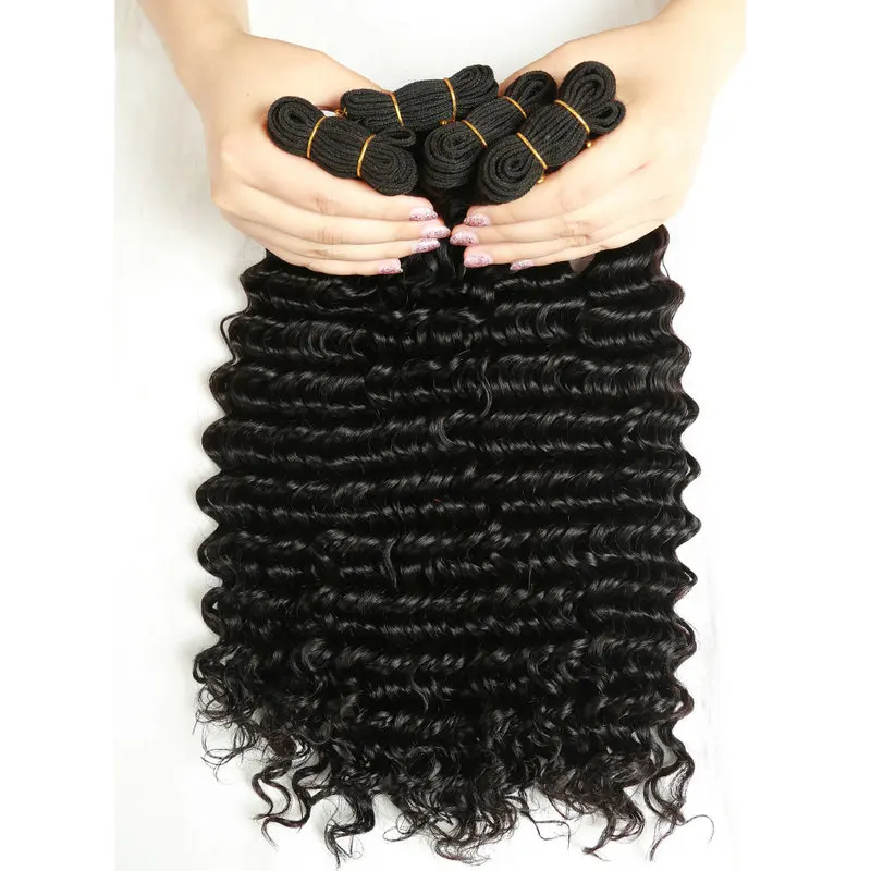 Yavida Deep Wave 3 Bundles Deal Peruvian Hair Bundles non-Remy Hair Extensions Human Hair Bundles No Tangle No Shedding