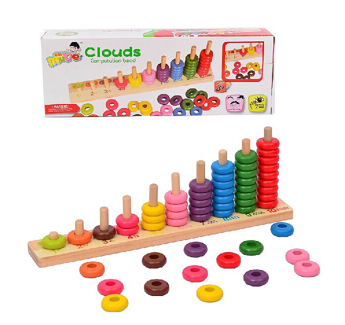 

Rainbow Stacker Counting Abacus Cloud Computation Bead Montessori Educational Wooden Math Toys For Children Kids Toddler