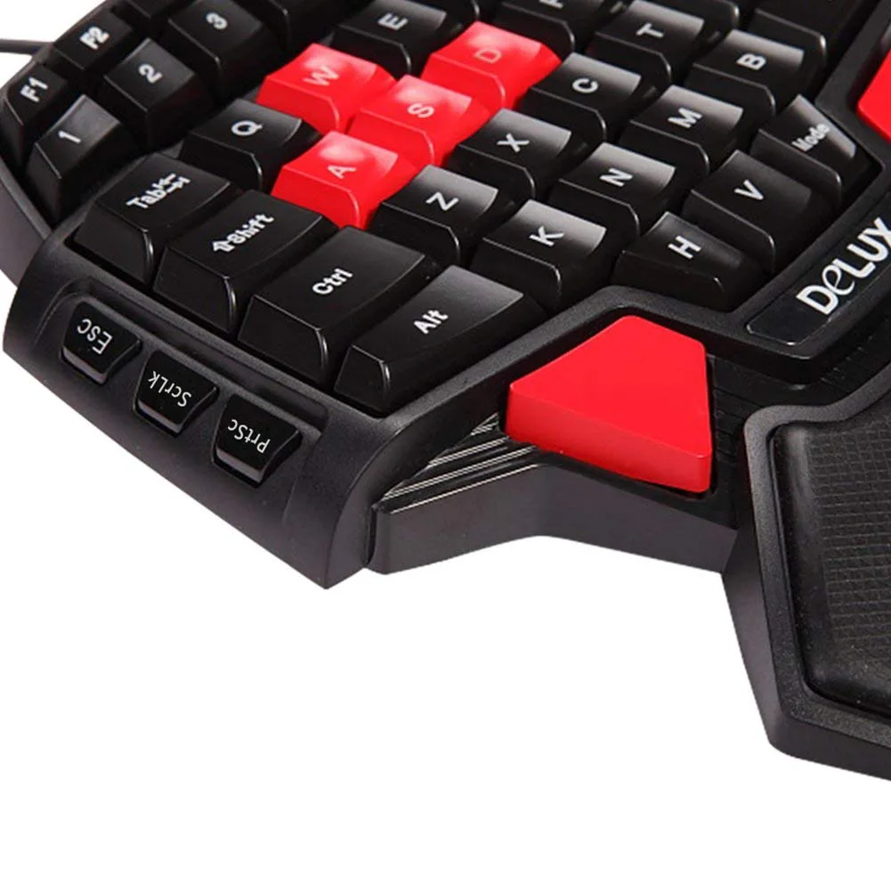 Delux T9 игровая клавиатура 47 клавиш Проводная USB с одной рукой двойная пробел для