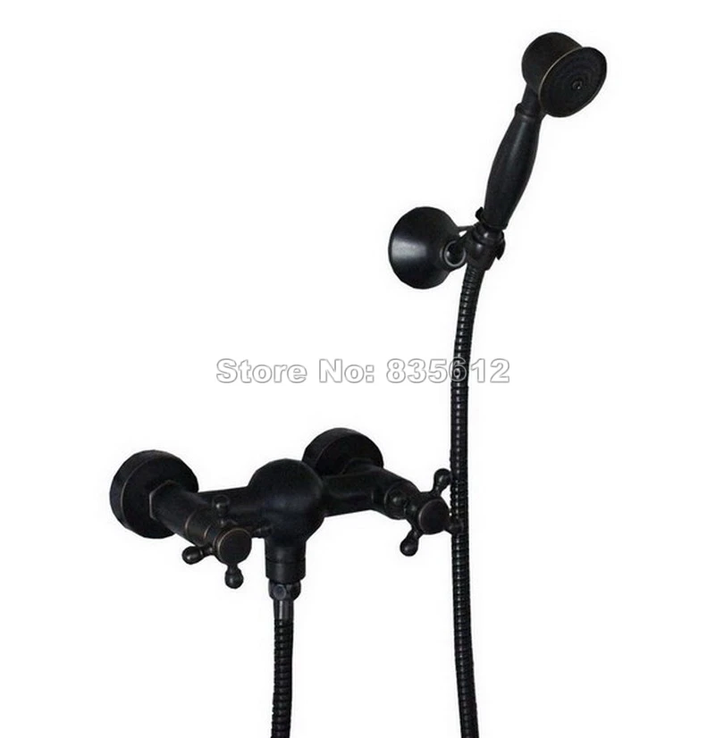 Black Oil Rubbed Brass Wall Mounted Dual Handles Shower Faucet