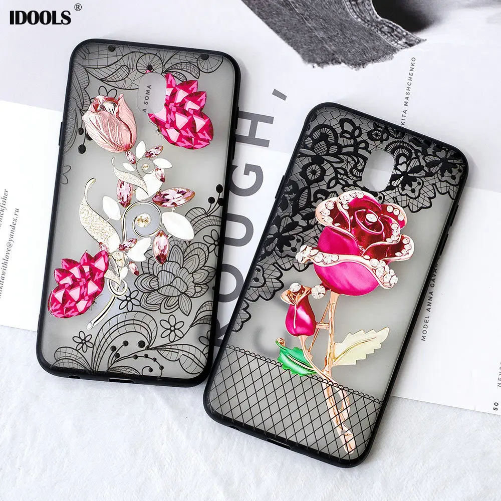 

IDOOLS Flower Pattern Case for Samsung galaxy J7 2018 Soft Silicone Floral Protect Full Cover for Samsung J7 2018 Phone Cases