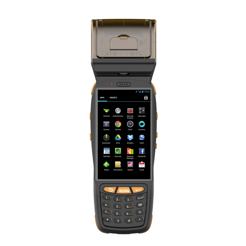  Portable PDA Handheld Terminal with 58mm printer 1D 2D Laser Barcode Scanner Android 5.1 4G lte Wif