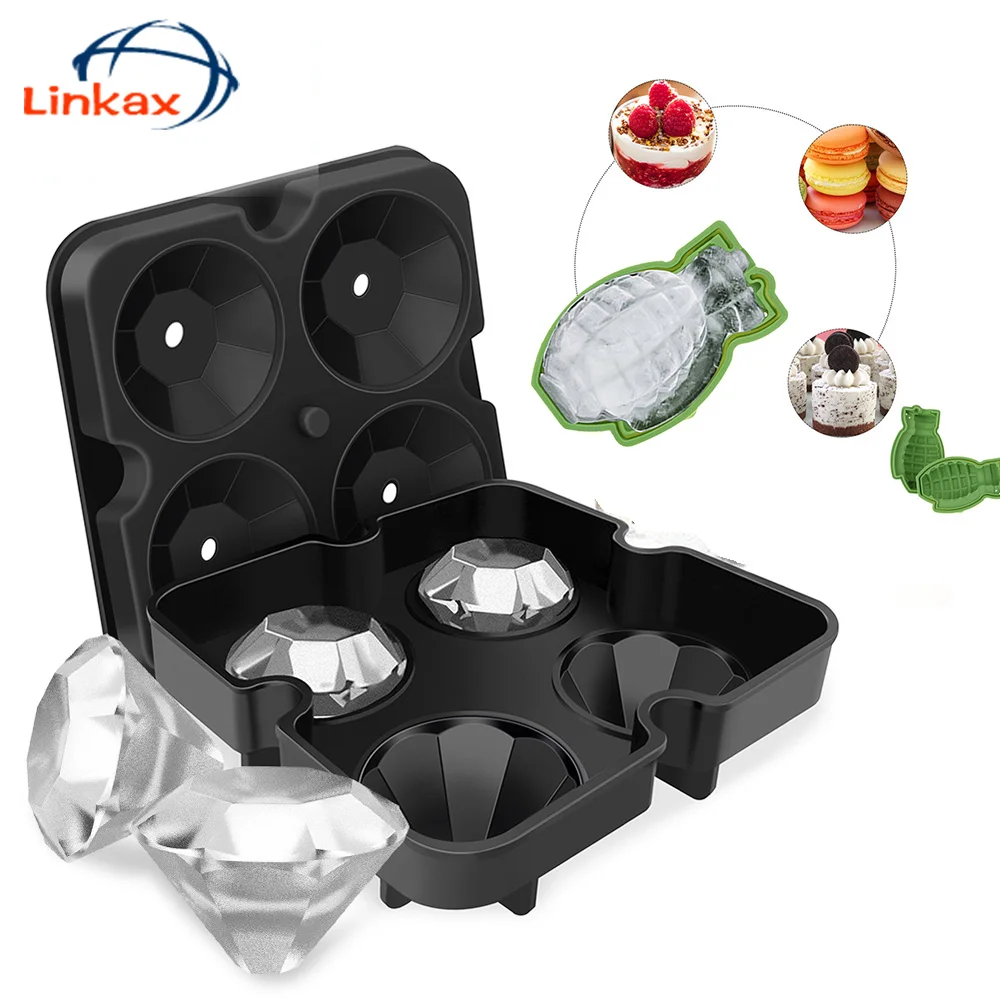 

3D Ice Cube Maker Tray Silicone Mold Diamond Bullet Shape Cavity DIY Ice Maker Household Use Cocktails Silicone for Whiskey Tool