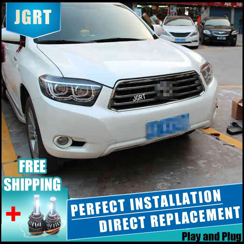 2 шт. светодиодный головной светильник s для Toyota Highlander 2009 2011 Автомобильный с
