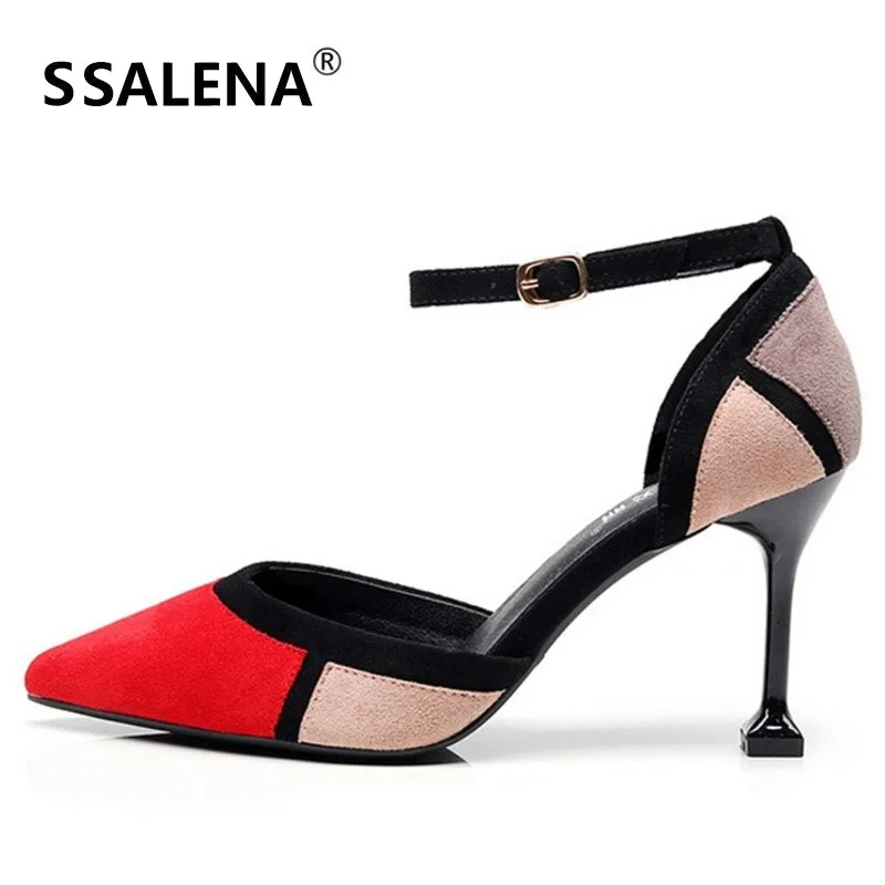 

Women High Thin Heels Fashion Pumps Ladies Pointed Toe Patchwork Shoes Female Wedding Party Dress Gladiator AA51671