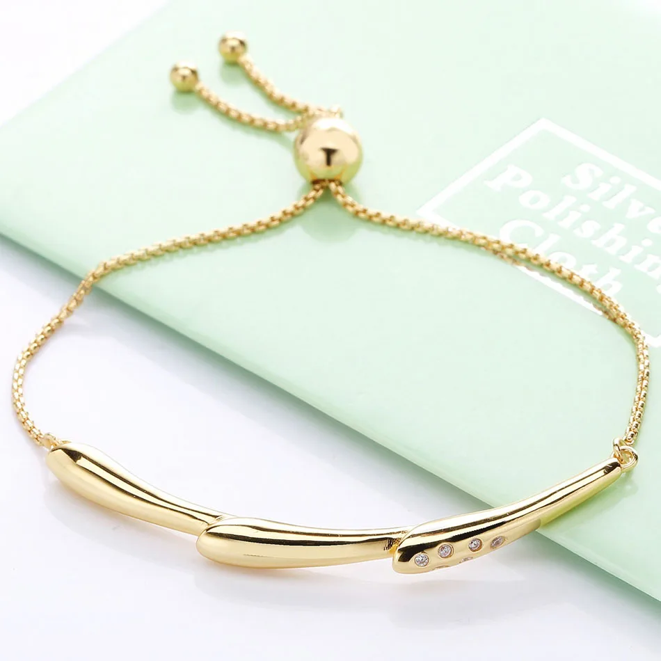 

New 925 Sterling Silver Bracelet Shine Flower Stem Sliding Bracelet Bangle Fit Women Bead Charm Diy Pandora Jewelry