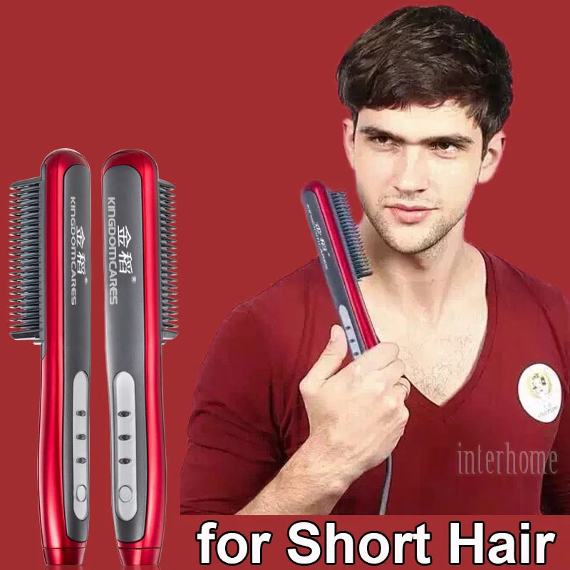 Man Women Short Hair Straightener Comb Negative Oxygen Ions Ptc