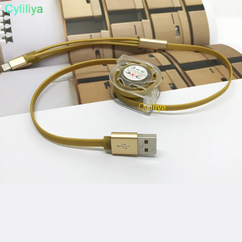 30 шт. 3 в 1 плоский выдвижной шнур Micro usb type-C Pin зарядное устройство кабель для i huawei samsung мобильный телефон зарядный кабель подарок