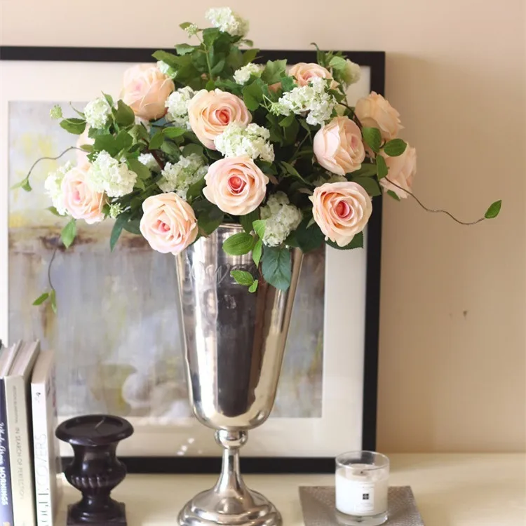 INDIGO 20pcs Pink New Silk +Latex Coating Rose Real Touch Rose Flower Arrangement Wedding Flower