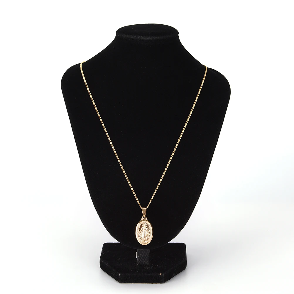 Fashion Trendy Virgin Mary Necklace Gold Color Cross friendly Environmental Tag Pendant Necklaces For Women Jewelry