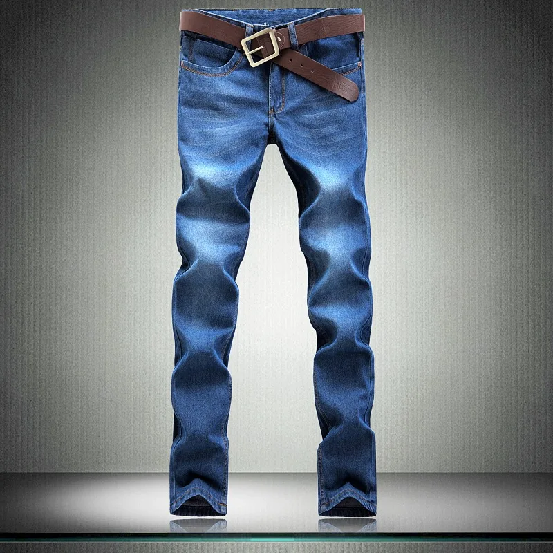 B&H Men's Jeans Classic Direct Stretch Dark Blue Business Casual Denim Pants Slim Scratched Long Trousers Gentleman Cowboys