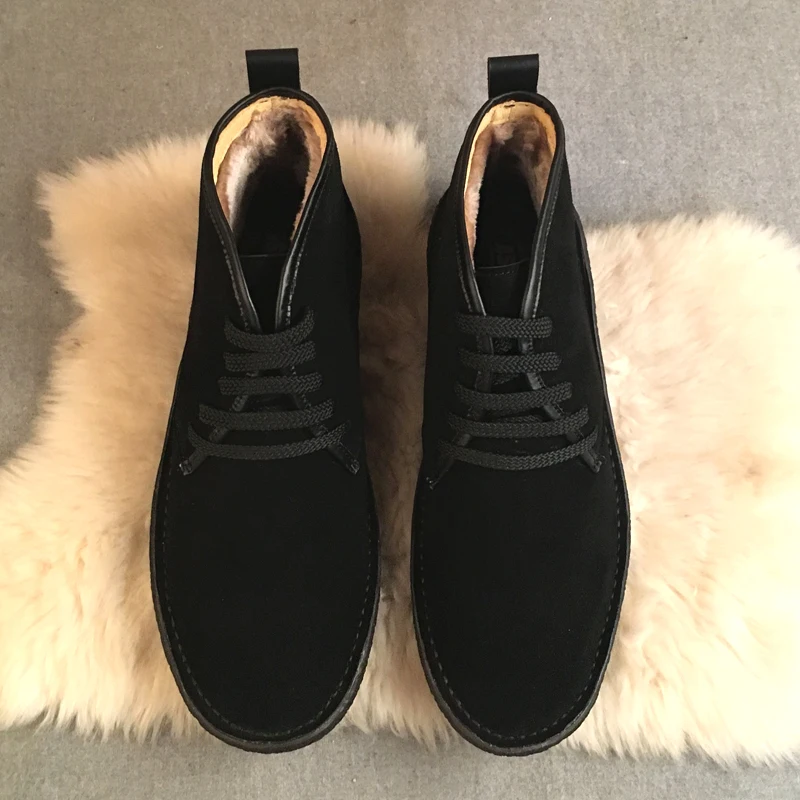 

Men Winter Boots Genuine Leather Fashion High-top Shoes Ankle Boots Lace Up Fur Warm Male Shoe Casual Shoes Business Shoes