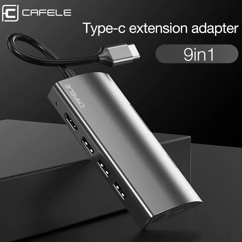

Cafele 9 in 1 Type C HUB to USB 3.0 HDMI Multi USB C Adapter for Macbook Pro Huawei Mate 10 20 pro Splitter 3 Port USB Converter