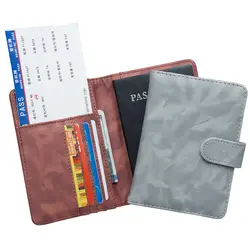 Коричневый удобные твердые Цвет Пряжка Обложка для паспорта встроенный RFID блокировки защиты личной информации (принять настройки)