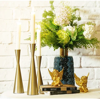 

Simple Style Golden Metal Candle Holders Wedding Decoration Bar Party Home Decor Candlestick Wedding dinner table Candle Holder