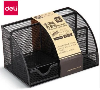 

deli Metal Stationery Holder Desk Accessories Rubber Feet Box Stationery Shop Pen holder Office Supplies Desk Organizer Desk Set