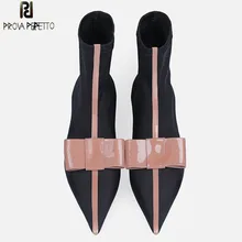 Stretch Fabric Bowknot Sock Ankle Boots