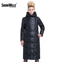 SKINNWILLE 2017 пуховика длинная зимняя куртка жеская женский пуховик пальто зимние куртки женские Зимние Пальто И Куртки Женщины 2017 Вниз Зимняя