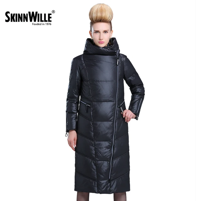 SKINNWILLE 2017 пуховика длинная зимняя куртка жеская женский пуховик пальто зимние куртки женские Зимние Пальто И Куртки Женщины 2017 Вниз Зимняя Куртка утолстить