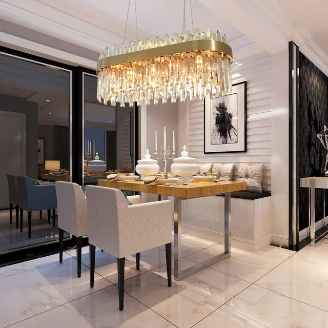 2018 Luxury Modern Led Light Crystal Chandelier Rectangle Gold 2018 Luxury Modern Led Light Crystal Chandelier Rectangle Gold Hanging Dining Room Kitchen Ac110 240v Res