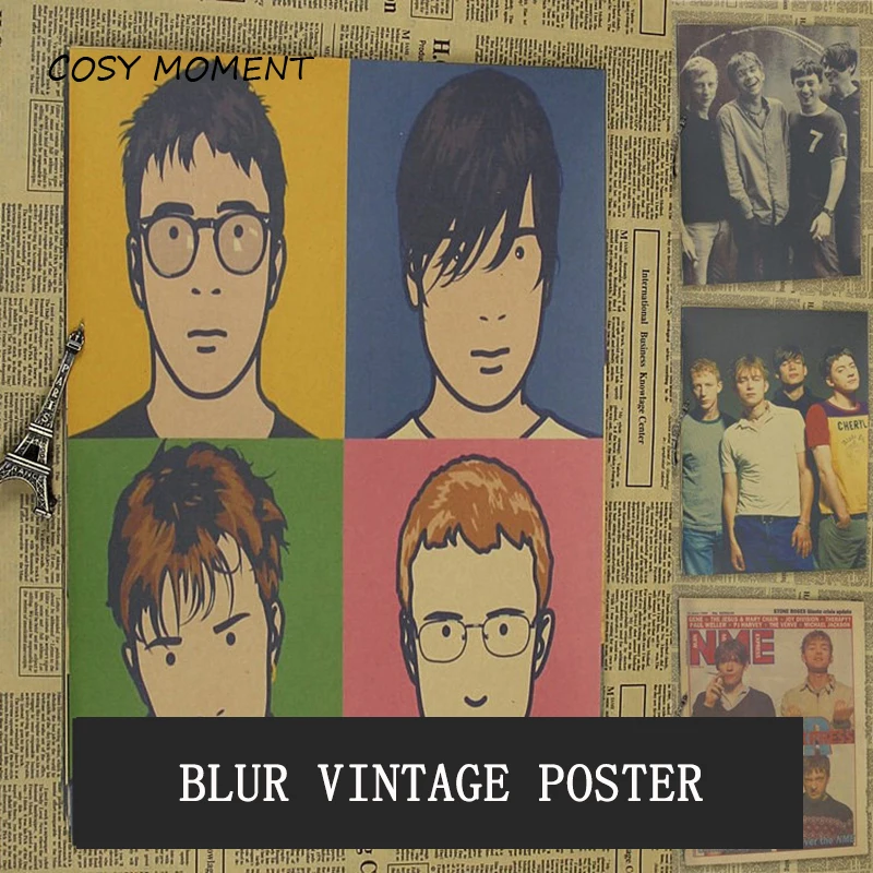 

COSY MOMENT Blur Band Vintage Poster British Rock Band Retro Kraft Cafe Bar Wall Decoration Painting Poster QT387