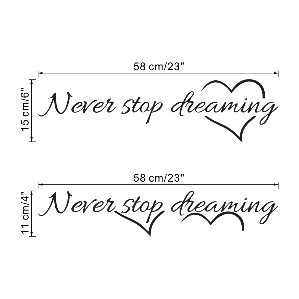 Виниловая стена этикета стены с надписью «never stop dreaming» Наклейка Настенная «Слова» Декорации для свадьбы гостиной