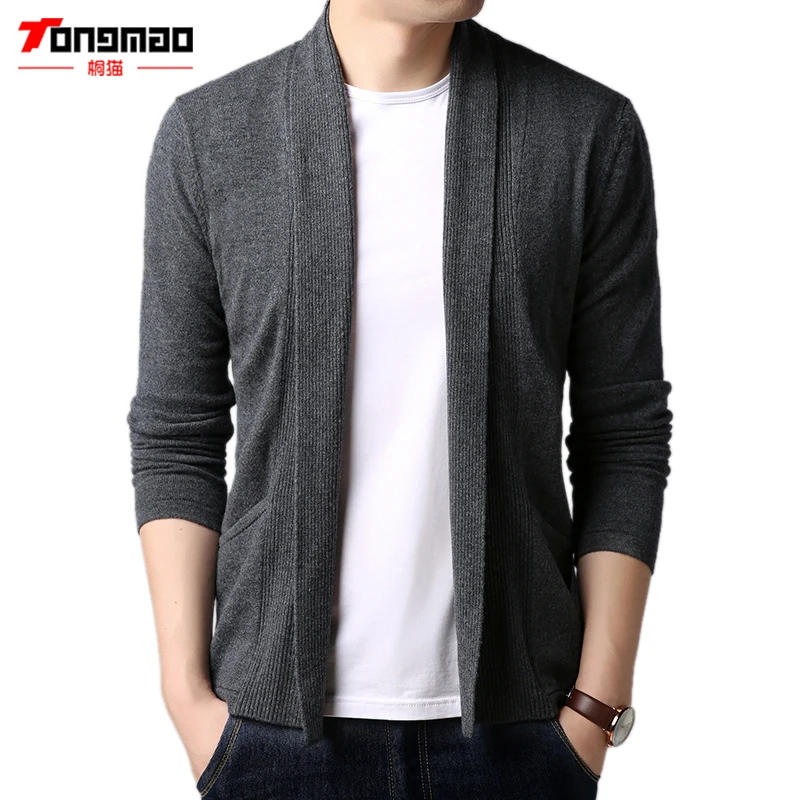 TONGMAO Mens Sweater Autumn Winter Casual Solid Color V