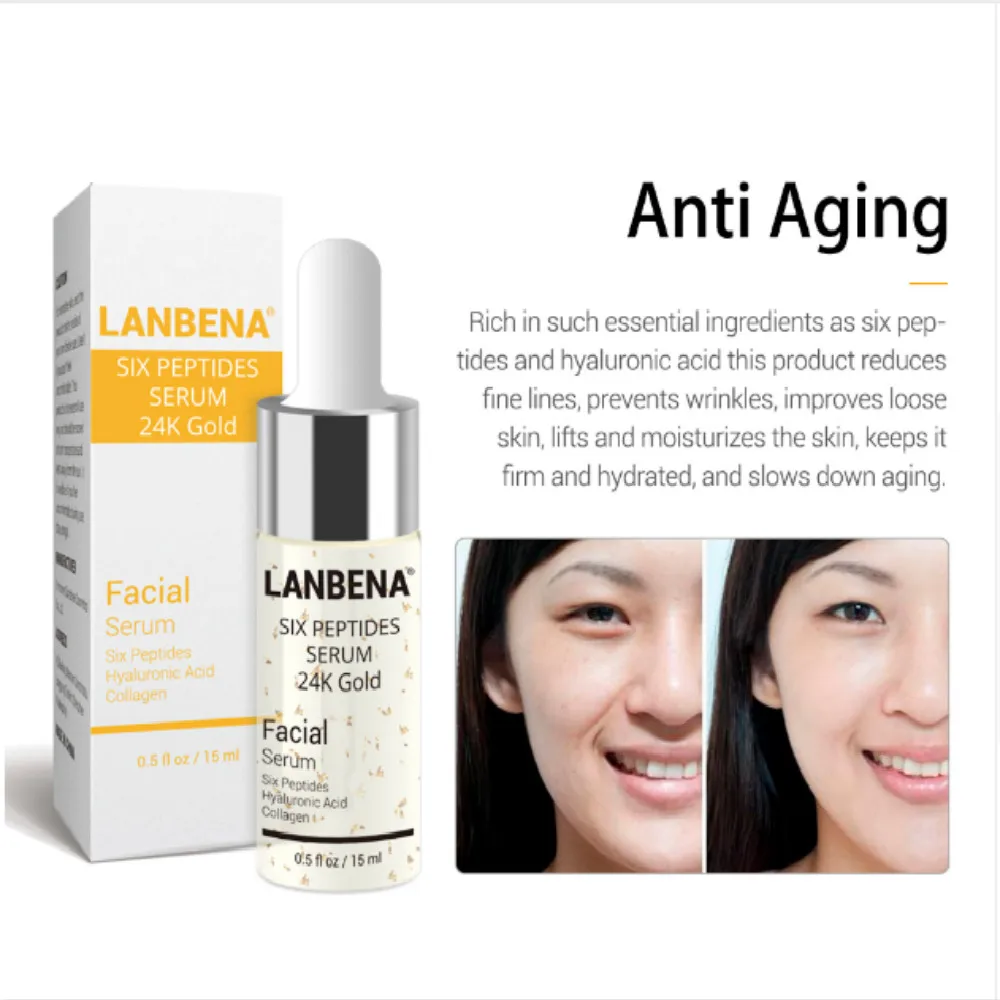 LANBENA Vitamin C +Six Peptides Serum 24K Gold+Hyaluronic Acid Serum