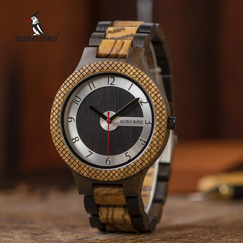 BOBO BIRD Man Watch Black Wooden Minimalist Watches for Men Personalized Gift Hommes Montres
